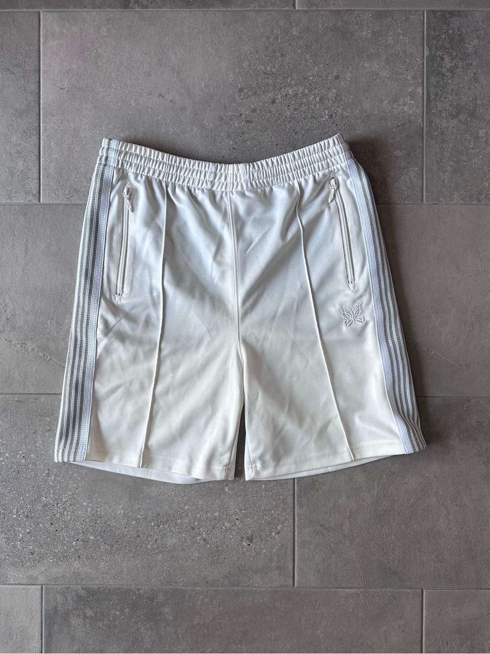 Needles White Athletic Shorts with Side Stripes